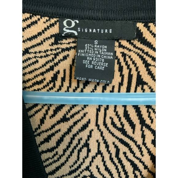 Studio G Signature Cardigan Sweater Black Tan Zebra Print Size S - Picture 3 of 3